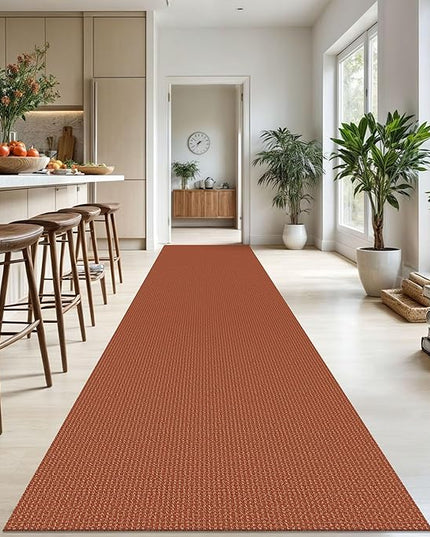 KOZYFLY Extra Long Runners for Hallways 3x18 ft Washable Kitchen Runner Non Slip Rubber Backed Hallway Rug Cotton Entryway Runner Rug Floor Carpet for Indoor Hall, Kitchen, Stair, Orange/Tan
