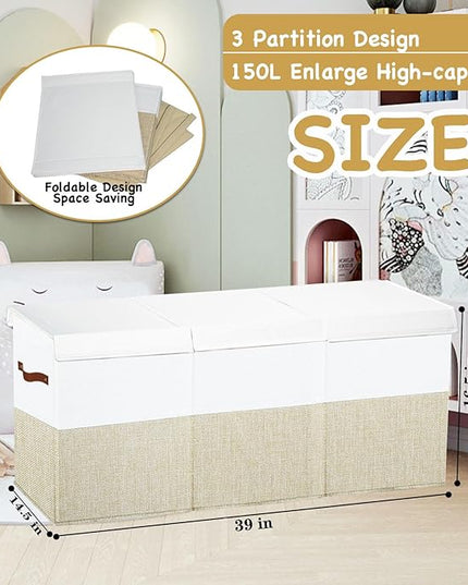 Large Toy Box Chest,Toy Storage Organizer,Storage Bins with Lids,Stuffed Animal Storage,Toy Bins for Kids,Toddlers,Baby,Girls,Nursery,Living Room,playroom(Beige)
