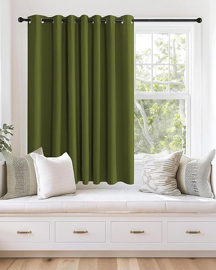 NICETOWN Blackout Curtains 63 inches Long for Living Room Bedroom, Grommet Thermal Insulated Room Divider Drape Window Treatment for Sliding Patio Door, W100 x L63, 1 Panel, Olive Green