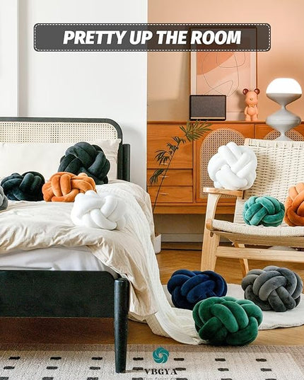 Knot Pillow Ball, Soft Decorative Throw Pillows Cushion, 11 Inch Round Plush Knotted Pillows Black Pillow, Modern Home Throw Knot Decorative Cushion for Bedroom, Sofa, Couch
