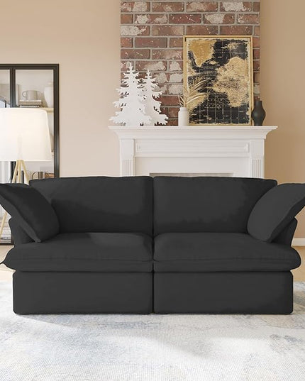 JACH Modern Couch for Living Room, Love Seat Modular Sectional Sofa, Cushion Covers Removable, Comfy Convertible Sectional Couches, Two Corners Sofa for Living Room Bedroom Office Apartment (Black)