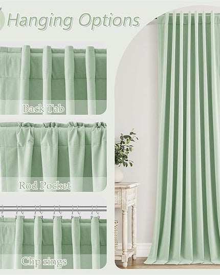Guken Blackout Curtains 120 Inch Length 2 Panels Set for Living Room Bedroom Back Tab Thermal Insulated 100% Black Out Linen Drapes Room Darkening Window Curtains 120 Inches Long,Aqua Green