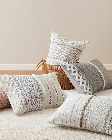 Ink+Ivy King Duvet Cover Set Boho Chenille Tufted Cotton Duvet Cover for King Size Bed, All Season King Size Bedding Cover, Matching Shams, Imani, King/Cal King Sage Green/Ivory 3 Piece
