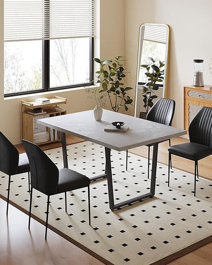 5 Piece Dining Table Set, 42.9 Inch Modern Kitchen Dining Table and Leather Dining Chairs for Kitchen Dining Room (Table + 4 Black Chairs)