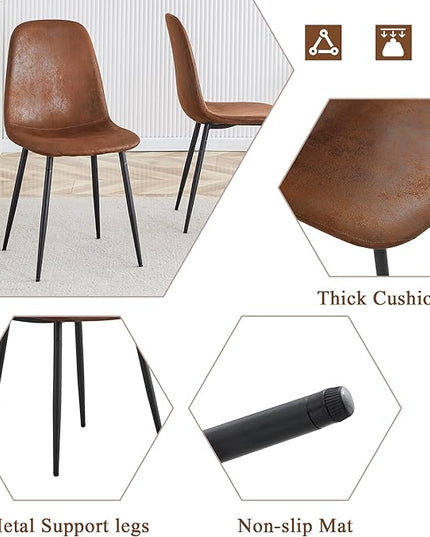 FURNITO 5 Piece Dining Table Set for 4, 55" Wooden Kitchen Table with Upholstered Chairs, Mid Century Modern Rectangular Dining Room Set, Rustic Table and Chairs Set for Kitchen or Living Room