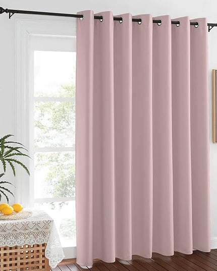 NICETOWN Baby Pink Curtains for Nursery, Sliding Glass Door Grommet Thermal Insulated Blackout Curtain Room Divider Sound Reducing Window Treatment for Kids Room/Bedroom, 1 Panel, W100 x L84