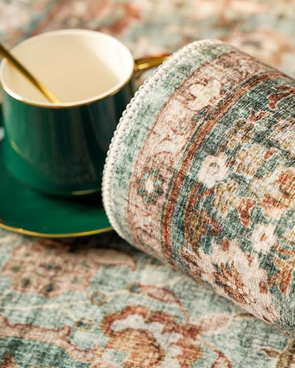 Washable Oriental Hallway Runner Rug - 3x20 Rugs for Living Room Soft Carpet for Bedroom Kitchen Waterproof Floral Distressed Indoor Stain Resistant Non-Shedding Floor Carpets (Green, 3X20)