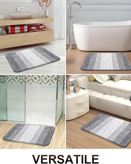 OLANLY Bathroom Rug Set 2 Piece, Soft Absorbent Microfiber Bath Rug Set, Non-Slip, Machine Wash Dry, Plush Shaggy Bath Mats for Bathroom (47"x20"+24"x16", Light Grey)