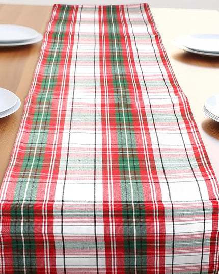 Urban Villa Christmas Table Runner Christ Check Table Runner 14”x72” 100% Cotton Over Sized Runner Heavier Quality Table Runner for Christmas Celebrations Dining Wedding Dinner Parties Everyday Use