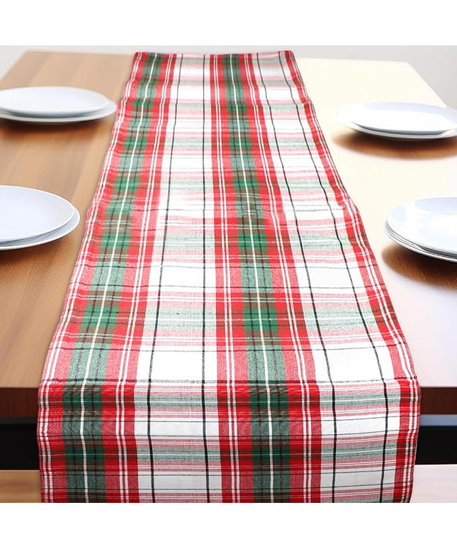 Urban Villa Christmas Table Runner Christ Check Table Runner 14”x72” 100% Cotton Over Sized Runner Heavier Quality Table Runner for Christmas Celebrations Dining Wedding Dinner Parties Everyday Use