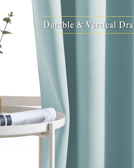 NICETOWN Room Darkening Curtains for Living Room 84 inches Long - Sky Blue Grommet Room Darkening Window Treatments Sound Reducing Drapes for Bedroom, 2 Panels, W52 x L84