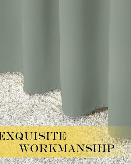 NICETOWN Sage Green Sliding Door Curtains 108 inches Long - Grommet Blackout Room Darkening French Door Sound Reducing Thermal Curtain for Living Room/Bedroom (W100 x L108, 1 Panel)