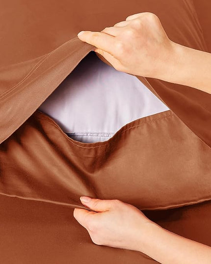 Bedsure California King Sheet Sets, Cooling Sheets, Rayon Derived from Bamboo, Breathable & Soft, Deep Pocket Up to 16 Inches, Hotel Luxury Silky Bedding for Hot Sleepers, Burnt Orange