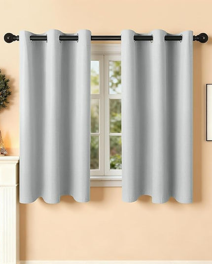 Room Darkening Curtains 54 Inch Length for Bedroom Living Room, Insulated Thermal Grommet Curtain Drapes, Blackout(60-90%,Not 100%) Window Treatment Decor, 2 Panels, 35x54, GreyishWhite