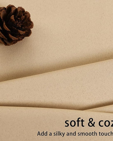 JIUZHEN Beige Blackout Curtains with Tiebacks - Thermal Insulated, Light Blocking and Noise Reducing Grommet Curtains for Bedroom and Living Room, Set of 2 Window Curtain Panels, 60 x 84 Inch Length