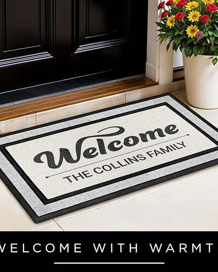 My Sign Center Door Mat, Personalized Doormat, Custom Welcome Mat for Front Door, Indoor/Outdoor,Housewarming Gift, Heavy Duty Slip Resistant Backing, 18x30 Inches, Polyester Top Made in USA