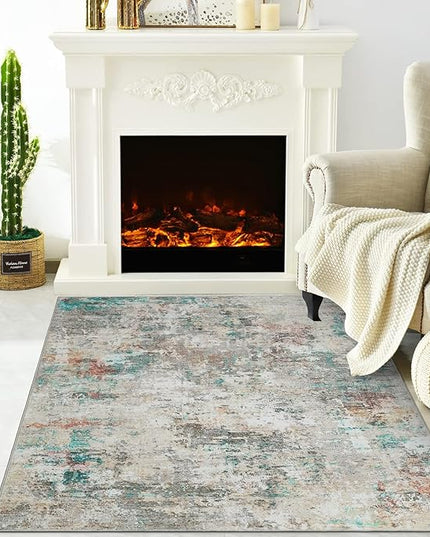 Modern Abstract 2x3 Area Rug Non Slip Non Shedding Low Pile Stain Resistant Rug for Entryway Kitchen Bedroom,Colorful