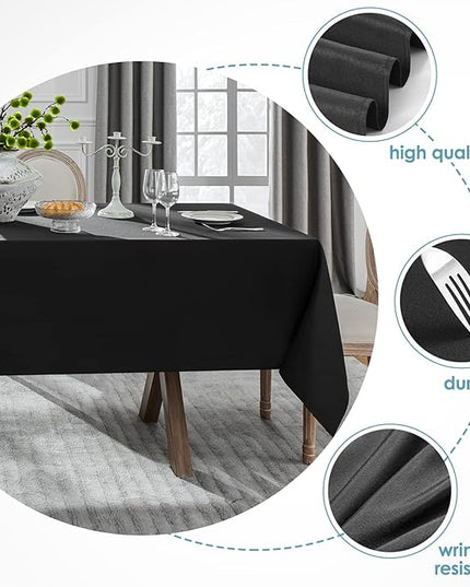 VidaFete Tablecloth 60 * 120inch 10 Pack Rectangle Table Cloth Polyester, Stain Wrinkle Resistant Dining Table Cover for Kitchen Dinning Party Wedding Rectangular Tabletop Buffet Decoration(Black)