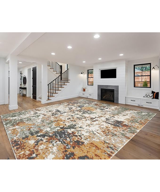 Keen Home Design Area Rugs - 8x10 Non-Shedding, Abstract Rugs for Kitchen, Living Room, Bedroom, Dining Room, Entryway - Size: 7'3" x 10'2", Multi