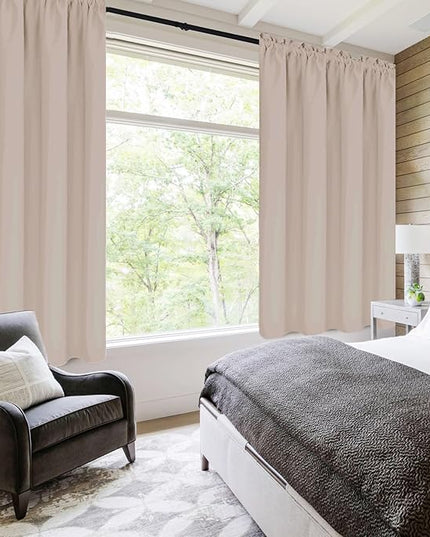 DWCN Blackout Curtains for Living Room Thermal Insulated, Energy Saving & Noise Reducing Bedroom Curtains, Camel, W 38x L 45 Inch, Set of 2 Rod Pocket Curtain Panels
