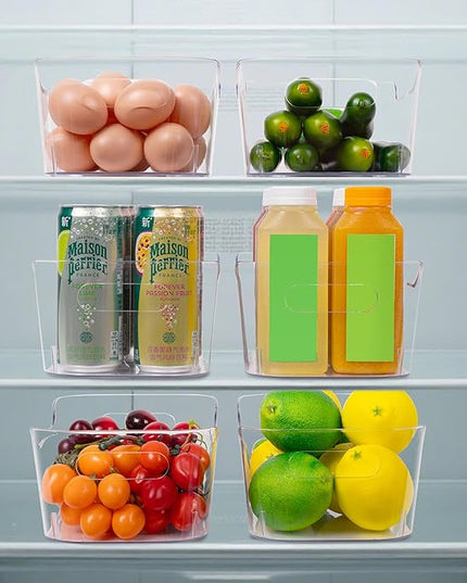 Tiawudi Set of 8 Clear Plastic Storage Bins, 2 Extra Large and 6 Small Storage Containers for Pantry Organization, Multi-Use Organizer Bins for Home, Kitchen, Cabinet, Bathroom, Fridge & Freezer