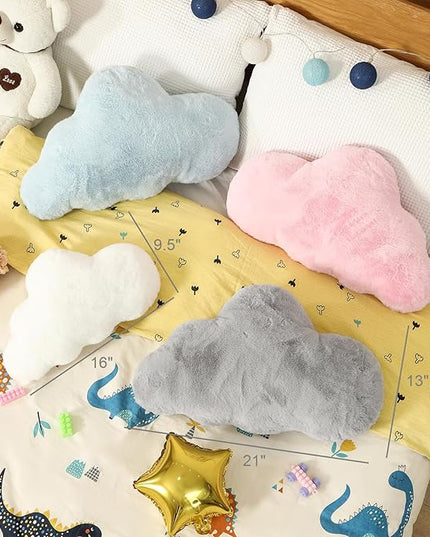 YRXRUS Cloud Pillows, Beige Cloud Shaped Pillow, Decorative Throw Pillow Gifts, Cute Plush Room Decor, Fluffy Faux Rabbit Fur 13"x21" Pillows for Living Bedroom Kids Room