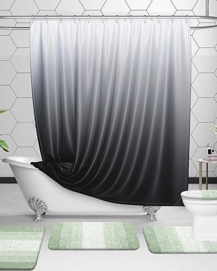 OLANLY Bathroom Rug Set 2 Piece, Soft Absorbent Microfiber Bath Mats and U-Shaped Contour Toilet Rug, Non-Slip, Machine Wash Dry, Plush Shaggy Bath Mats for Bathroom (30"x20"+24"x20", Sage Green)