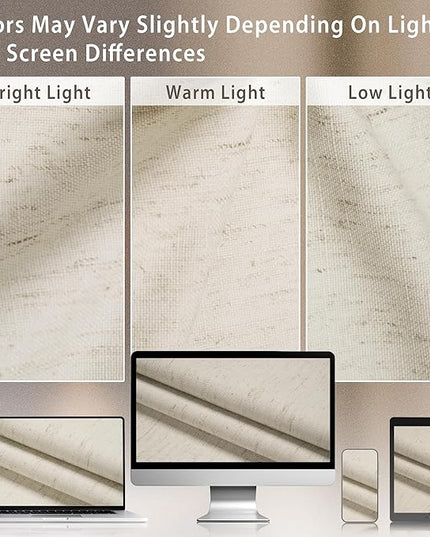 HESTIA 100% Blackout Natural Linen Curtains for Bedroom 72 Inches Long 2 Panels Set Noise Reducing Room Darkening Window Curtain for Living Room Back Tab Farmhouse Drapes (52 x 72 Inch)