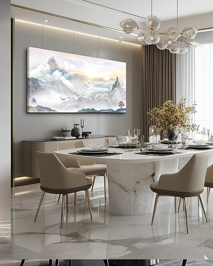 Canvas Wall Art For Living Room Large Size Wall Decoration For Bedroom Mountain Landscape Pictures Wall Decor Watercolor Painting Modern Office Canvas Art Prints Room Decor Ready To For Home Decor