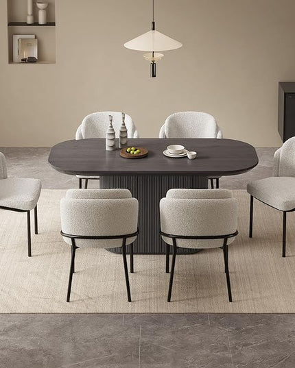 Guyii 7-Piece Oval Dining Table Set, 62.99" Modern Kitchen Table with 6 Chairs, Indoor Rectangular Dining Room Table for Kitchen, Living Room, Black