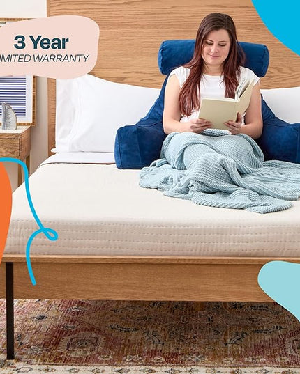 LINENSPA Reading Pillow with Shredded Memory Foam- Back Pillow for Sitting in Bed, Reading, Gaming, Watching TV – Bed Chair Pillow with Arms, Dorm Room Essentials, Navy