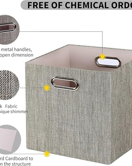 Posprica Storage Bins,11×11 Foldable Storage Cubes Boxes Container Closet Organizer Shelf Cabinet Bookcase,Thick Fabric Drawer Container - 4pcs,Coffee
