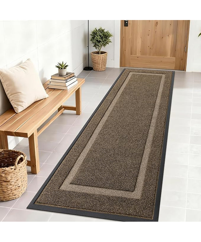 OLANLY Front Door Mat Indoor Outdoor Entrance, Waterproof All-Season, All-Weather Doormat, Sturdy Natural Rubber, Fade Resistant, Low Profile, Easy Clean Patio Porch Entryway Mat, 71x23, Brown