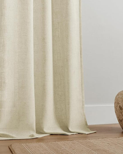 Joydeco Linen Curtains 84 Inch Length 2 Panel Sets,Light Filtering Curtains for Bedroom 100 Inch Wide Living Room Drapes with Back Tabs & Rod Pockets (W100 x L84 Inch, Linen)