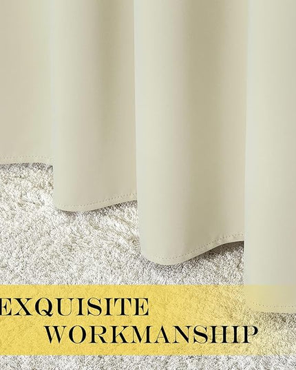 NICETOWN Blackout Sliding Glass Door Curtain, Thermal Insulated Grommet Room Darkening Window Treatment Sound Dampening for Bedroom/Living Room, Beige, W80 x L90, 1 Panel