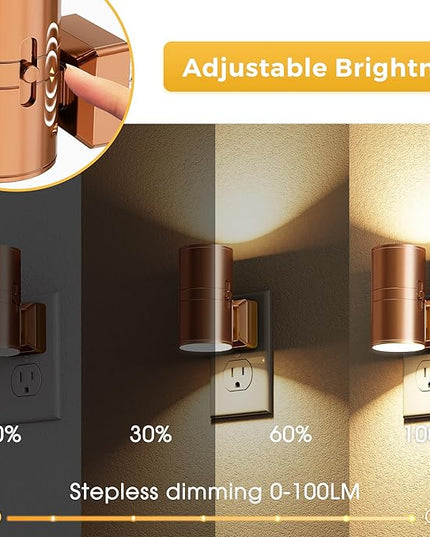 L LOHAS LED Night Light, Automatic Night Lights Plug into Wall, 2 Pack Nightlights with Light Sensor, 3000K Soft White 0-100LM Dimmable Modern Nightlight for Kids Bedroom Hallway
