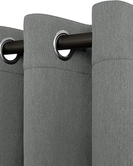Easy-Going Linen Look Blackout Curtain Grommet Window Curtain Drapes for Bedroom, Living Room Thermal Insulated Room Darkening (2 Panels, 42x84 inch, Grey)