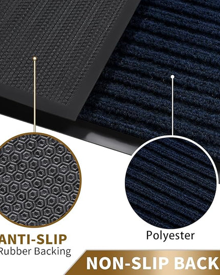 Yimobra Front Door Mat Outdoor Indoor Entrance, 100% Waterproof All-Season All Weather Doormat, Welcome Matt Outside Entry, Non Slip, Low Profile, Heavy Duty Patio Porch Floor Mat,29.5 x 17, Navy Blue