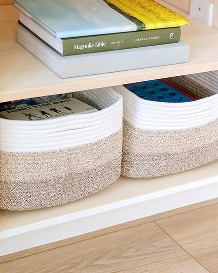NaturalCozy Storage Baskets 16.8”x13”x7.6” Cotton Rope Woven Baskets for Organizing 3-Pack | Toy Storage Bins | Basket for Shelves, Laundry, Blanket, Clothes, Closet, Kitchen, Bathroom, Gifts