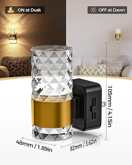 DORESshop Night Light, Automatic Night Lights Plug into Wall, Acrylic Night Light with 0-100 LM Adjustable Brightness, 3000K for Bedside Bedroom Bathroom Hallway, 1 Pack Christmas Gifts