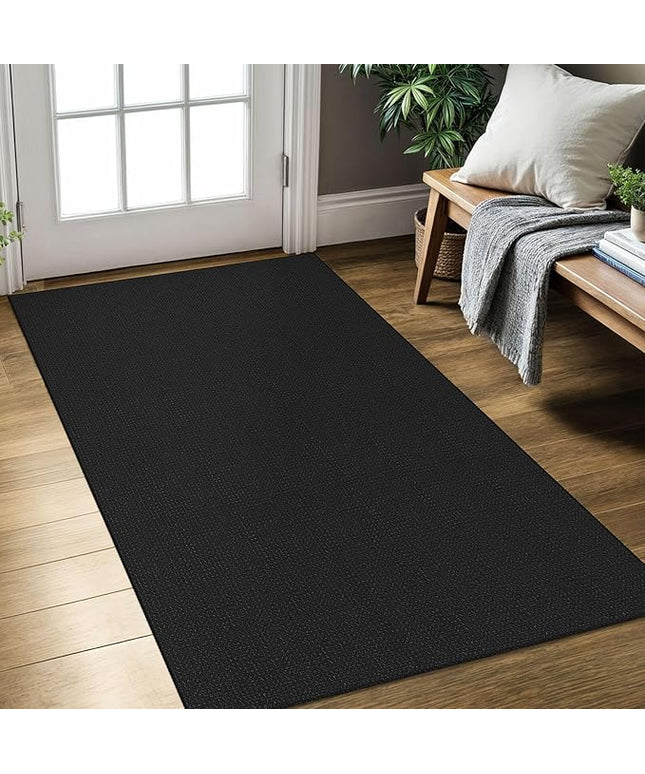 KOZYFLY Rugs for Entryway 3x5 ft Washable Area Rug Non Slip Rubber Backed Entry Rug Woven Indoor Door Mat Cotton Kitchen Rugs Floor Carpet for Entryway, Foyer, Backdoor, Black/Dark Grey