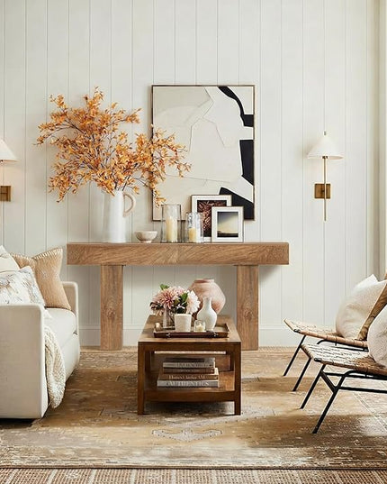 70 inch Long Console Table for Entryway - Wood Farmhouse Sofa Tables Behind Couch for Living Room Rustic 10 inch Deep Hallway Entry Way Table Home Decor