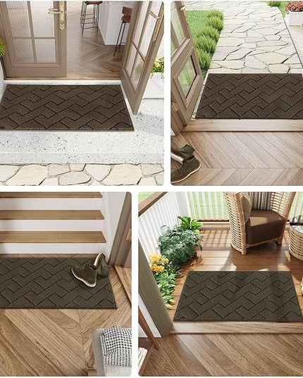 hicorfe Front Door Mat Outside Entrance,20"x31.5" Absorbent Muddy Dirt Resist Welcome Door Mats Outdoor Indoor,Stain and Fade Resistant,Non Slip Backing Entry Mat Doormat for Entryway(Latte)