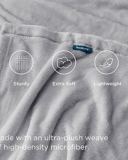Bedsure GentleSoft Fleece Blanket California King Light Grey - Lightweight Plush Fuzzy Cozy Soft Bed Blankets, 102x96 inches