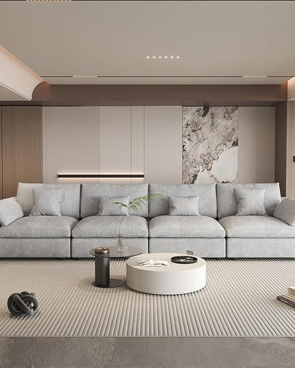 WJShome 160" Cloud Couch Sectional for Living Room, Down Filled Modular Sectional Sofa,4 Seater Convertible Couch, Sofa Covers Washable&Replaceable,Gray