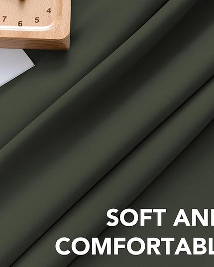 H.VERSAILTEX Blackout Curtains Thermal Insulated Window Treatment Panels Room Darkening Blackout Drapes for Living Room Back Tab/Rod Pocket Bedroom Draperies (2 Panels, Olive, 52 x 96 Inch)