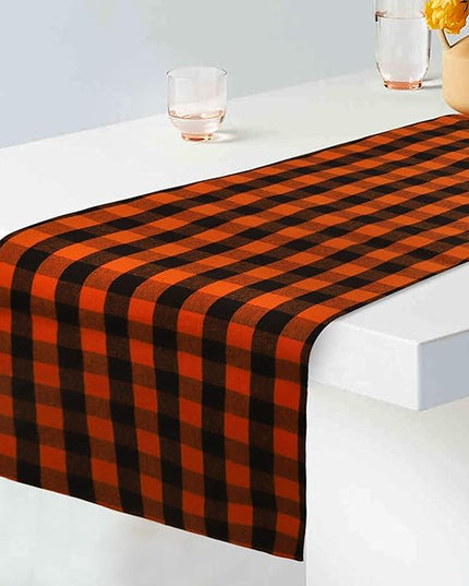 Urban Villa Table Runner 100% Cotton Fused Table Runner Halloween Checks 14''x72'' Over Sized Buffalo Check Table Runner Heavier Quality