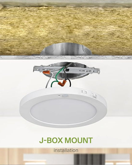 ASD LED 9" Round Flush Mount Ceiling Light Fixture, Low Profile Surface Lighting | 5CCT, Motion Sensored, Ultra-Thin, ETL Listed | 15W 1300LM 2700-6000K 120V | Kitchen, Hallway Lamp | White, 12 Pack