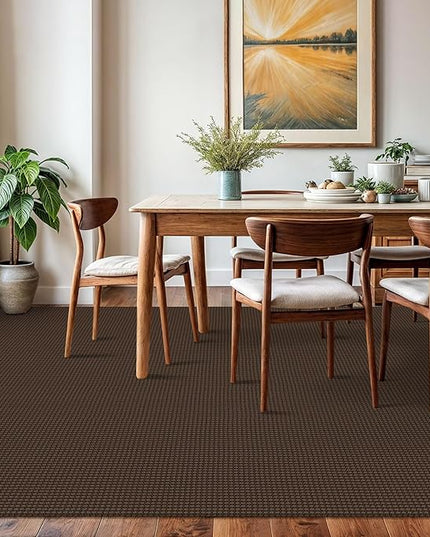 KOZYFLY Washable Area Rug 6x9 ft Rubber Backed Non Slip Rugs for Living Room Braided Cotton Bedroom Rug Woven Office Rugs Indoor Floor Carpets for Dining Bedroom Living Room, Reddish Brown/Coffee