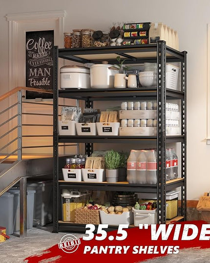 REIBII 2020LBS Storage Shelves 5 Tier Garage Shelving Heavy Duty Adjustable Garage Shelves, Utility Rack Shelf, Shelving Units for Storage Warehouse Pantry Closet, 35.5" W x 11.9" D x 72" H, 4 Pack